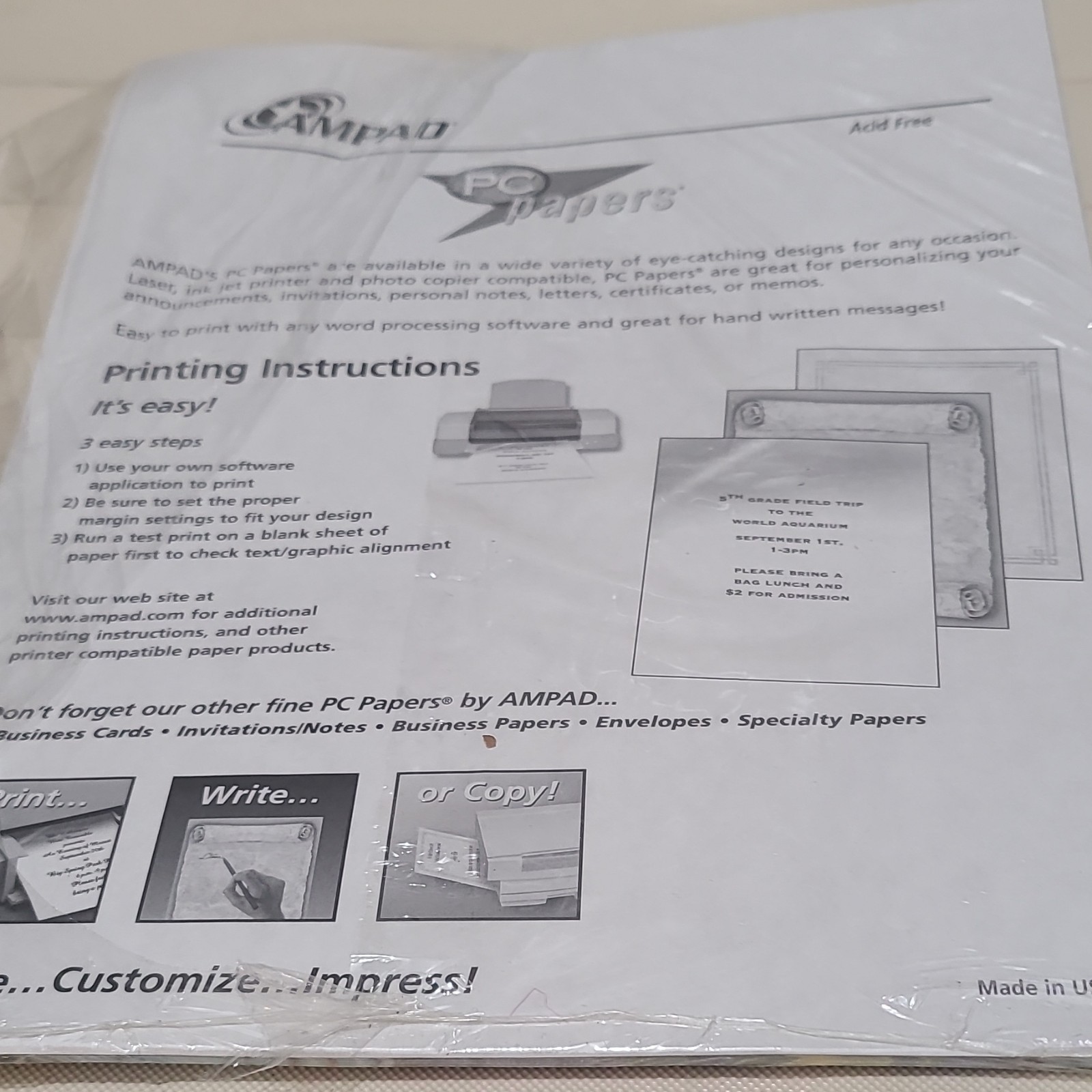 Ampad PC Papers Ocean Fish Designer Paper Letter 8.5×11 24lb Matte 35549