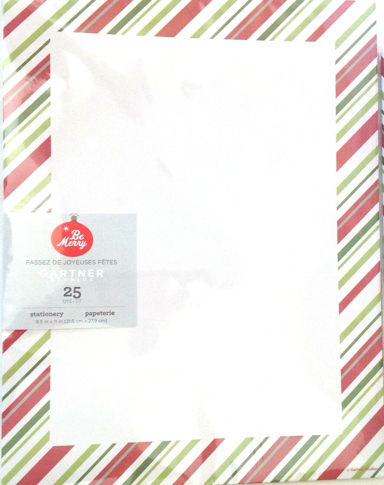 Gartner Computer Print Paper 25 Sheets Christmas Peppermint Border 8.5×11