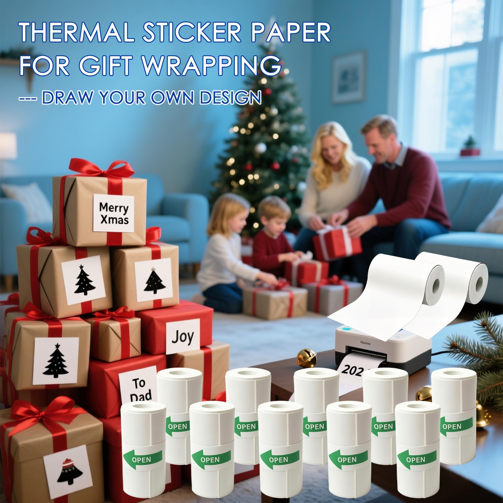 10 Rolls Mini Thermal Printer Sticker Papers 57X25mm Triple-Proof -Adhesive T…