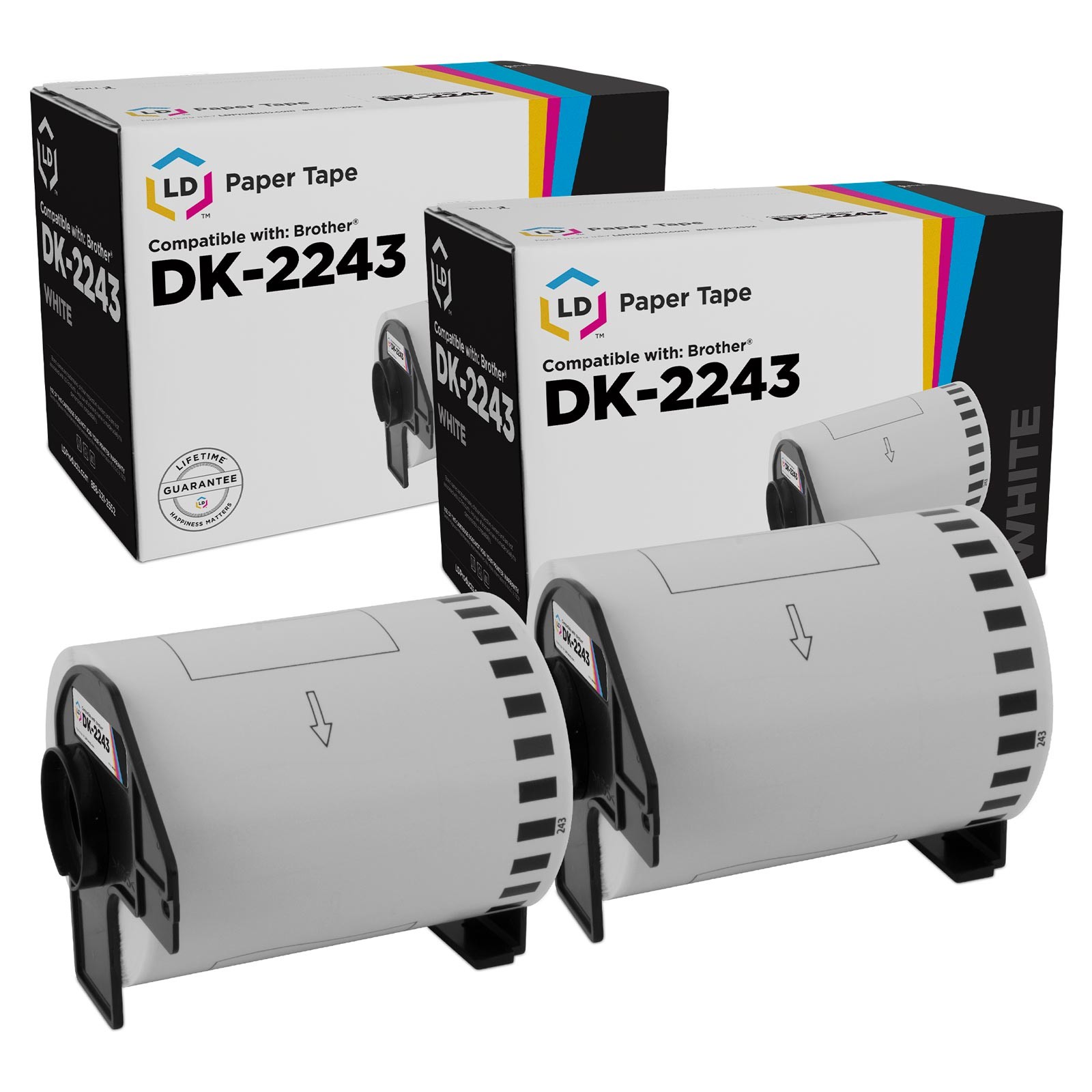 LD Compatible Set of 2 DK-2243 White Paper Tape Roll for Brother QL-1050 QL-1050