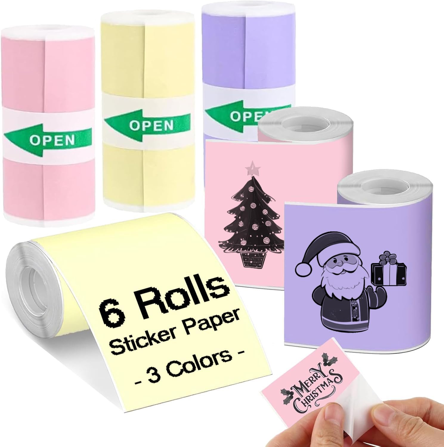10 Rolls Self-Adhesive Sticker Thermal Paper for Sticker Printer, 57X25Mm | Comp