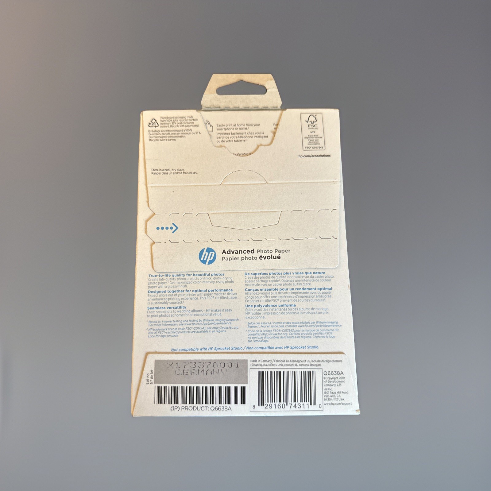 Hewlett Packard Q6638A 4 x 6 inch Glossy Printer Paper – 100 Sheets