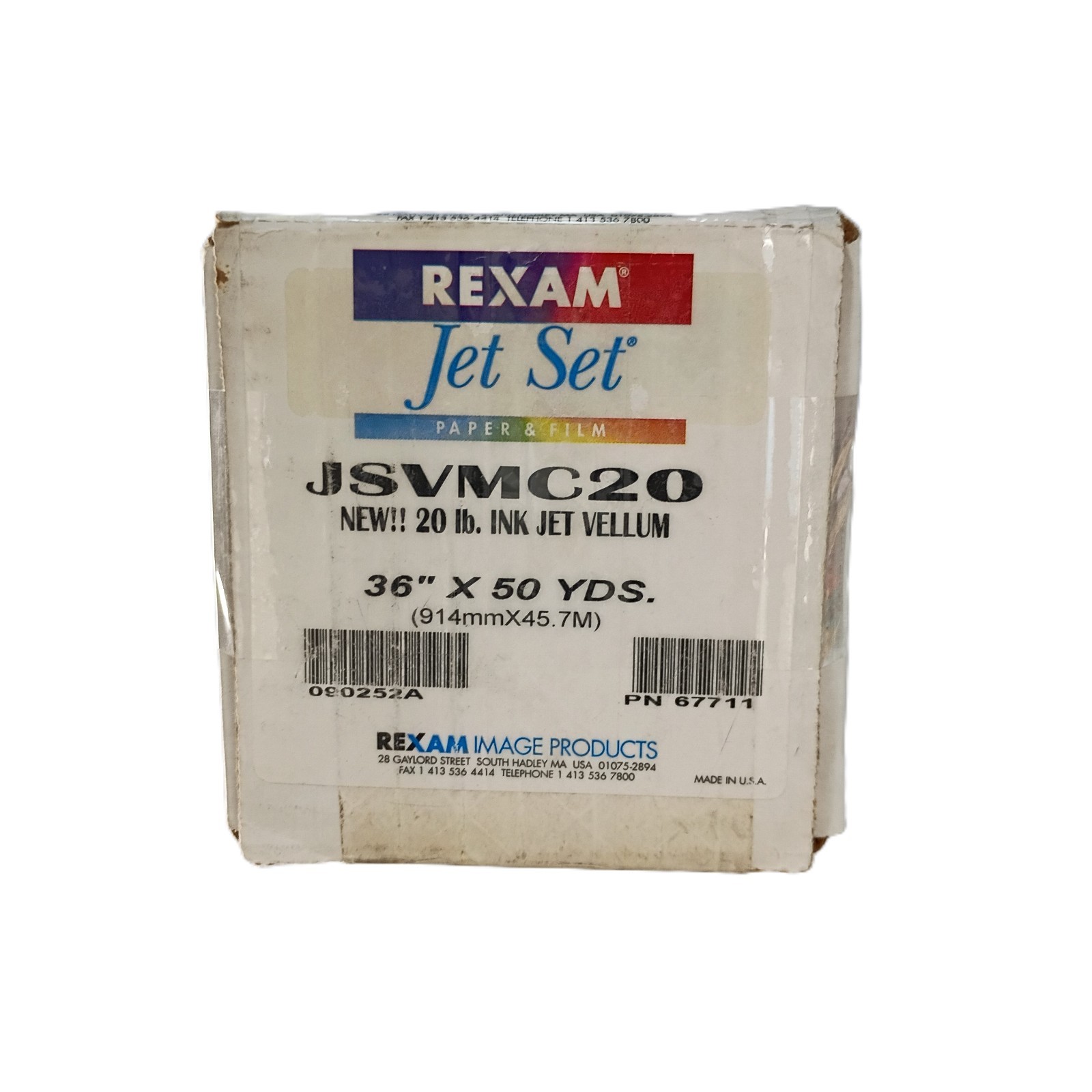 Rexam 36″ x 150′ Jet Set JSVMC20 Wide Format 20 Inkjet Vellum Paper Roll White
