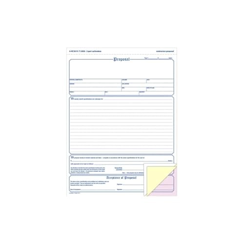 Contractor’s Proposal Forms, 8.5 x 11.44 Inch, 3-Part, 8-1/2″ x 11″