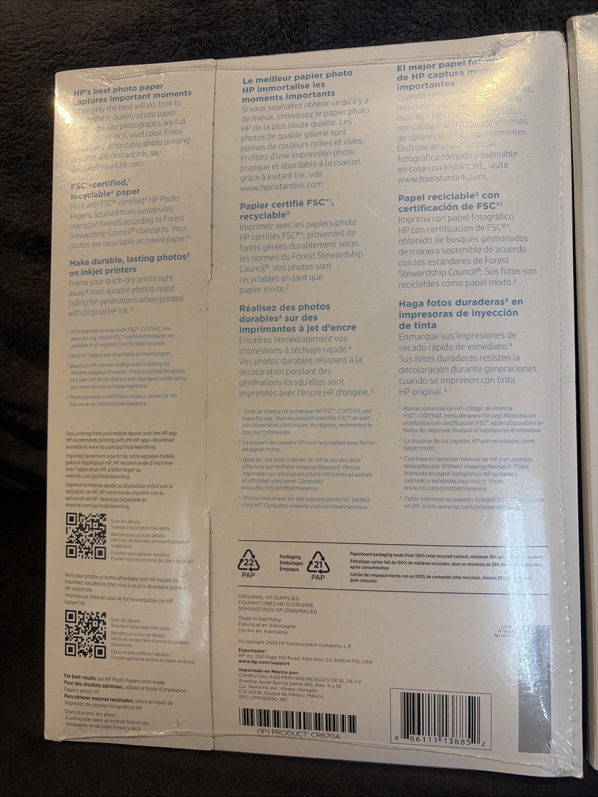 2 Genuine HP Premium Plus Photo Paper, 80 lbs Soft-Gloss 8-1/2 x 11, 25ct ea NEW