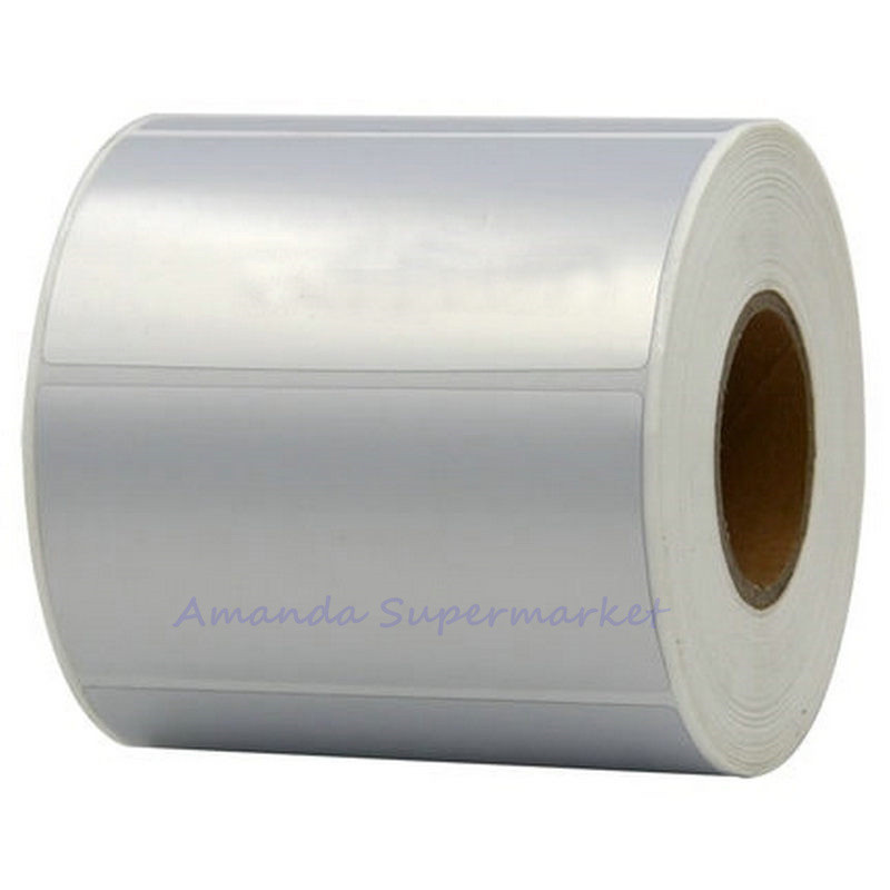 Silver PET Label Sticker 90*45mm 800pcs Thermal Transfer Silver PET Waterproof