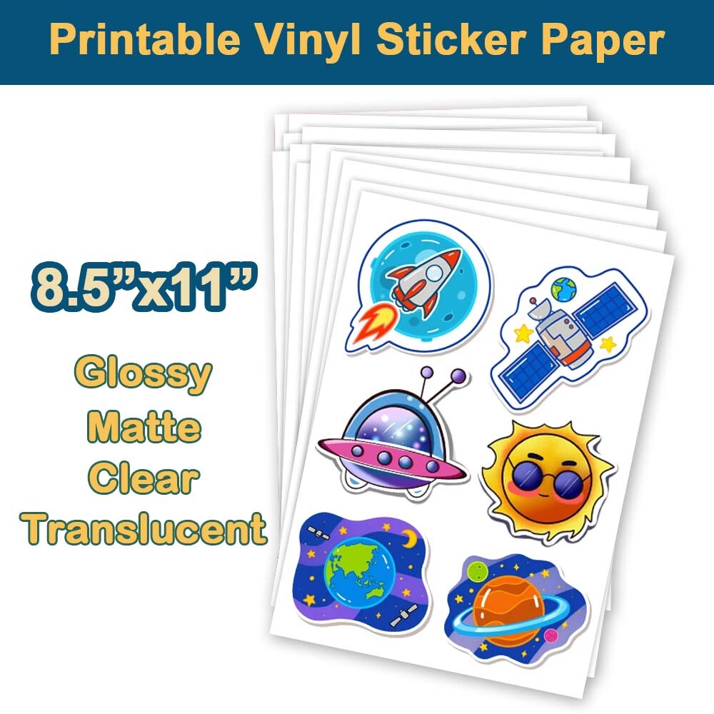 A4 Printable Vinyl Sticker Paper Self Adhesive Custom Label Inkjet Laser 8.5×11