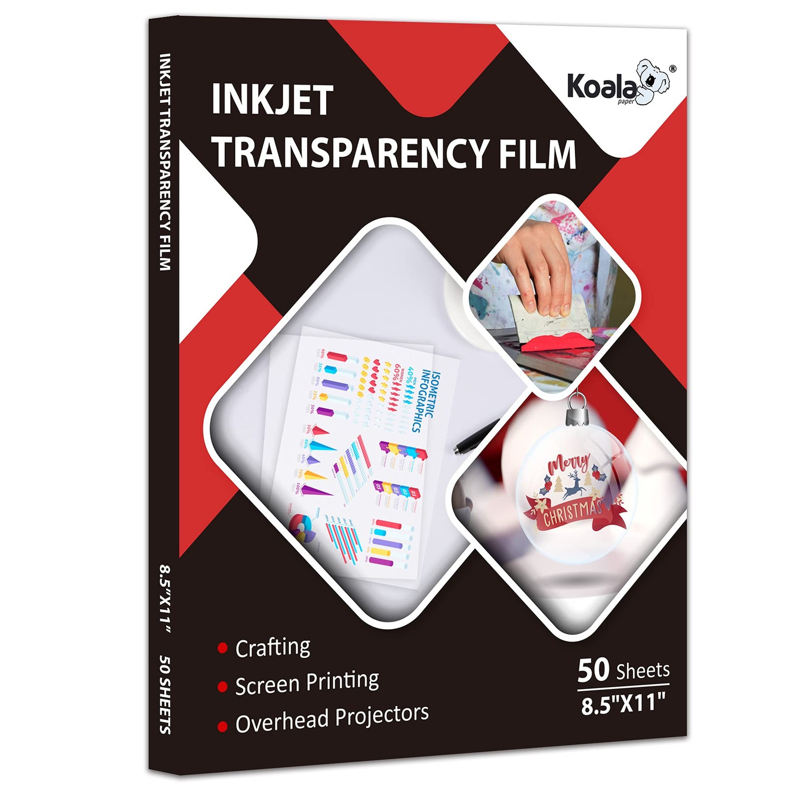 50 Sheets 8.5x11in 100% Clear Inkjet Transparency Film Paper for Crafting