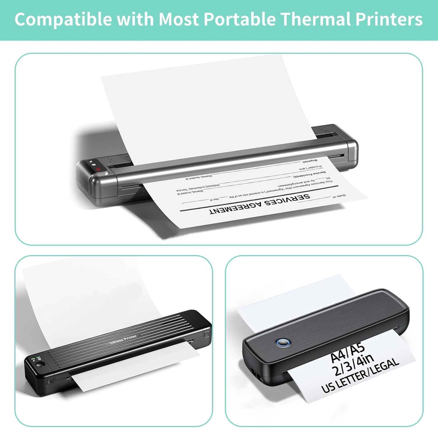 100 Sheets Thermal Printer Paper 8.5 X 11 Inch US Letter Size Thermal Paper