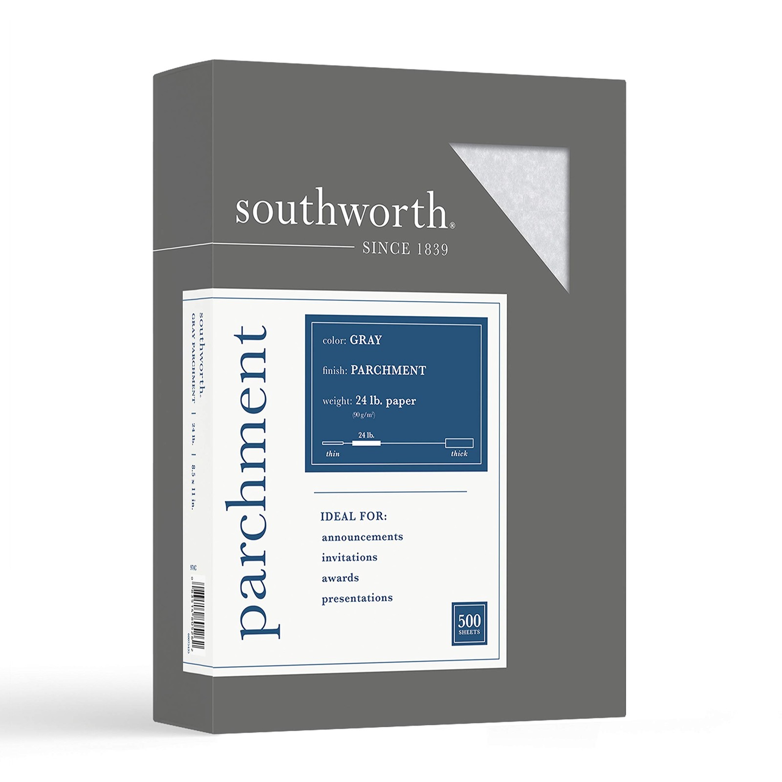Southworth® Parchment Specialty Paper, 24 Lb., 8 1/2″ 8 1/2 In X 11 In, Gray