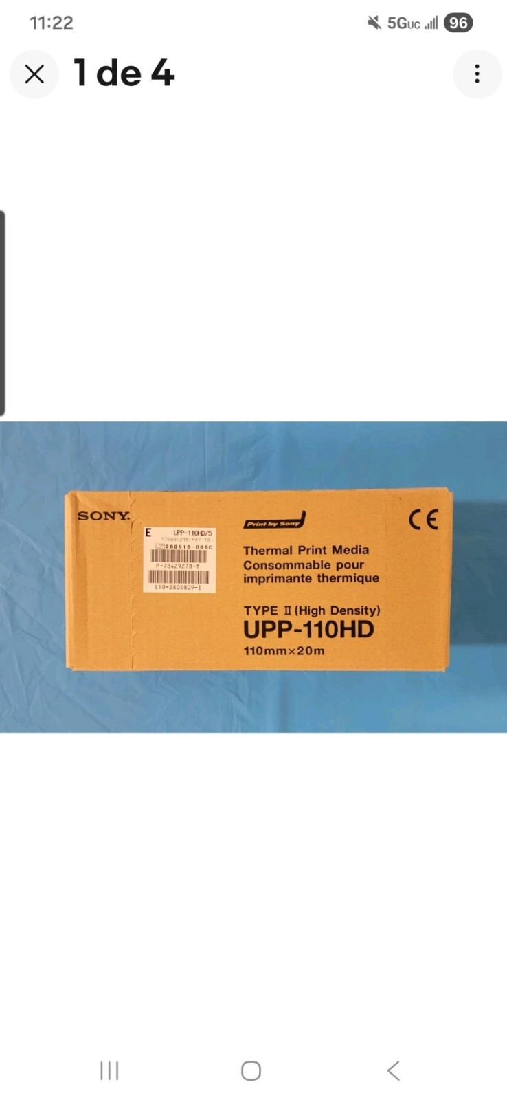 Sony UPP110HD 110 X 20mm Thermal Paper (one box of 10)