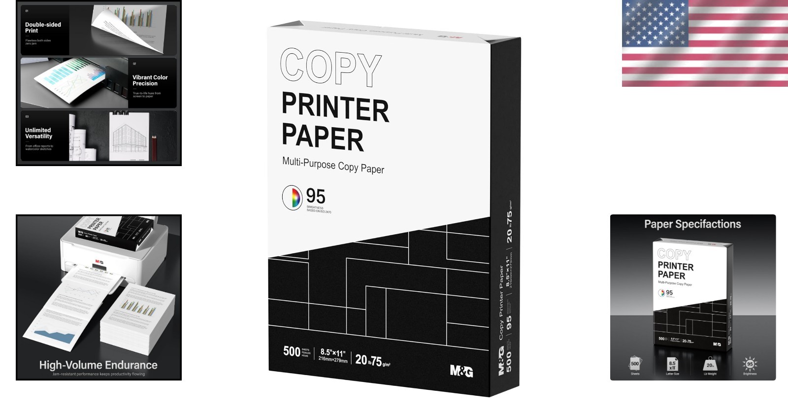 Acid-Free Copy Paper, 500 Sheets 20lb, 95 Bright for Professional Printing Tasks