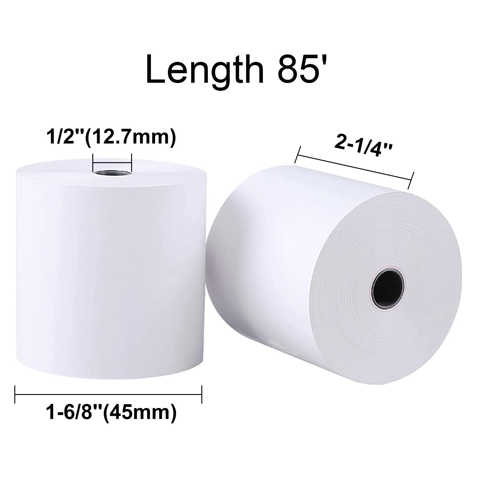 LabelMore 2-1/4″ X 85′ Thermal Receipt Paper, x 85′(50 Rolls), Clear