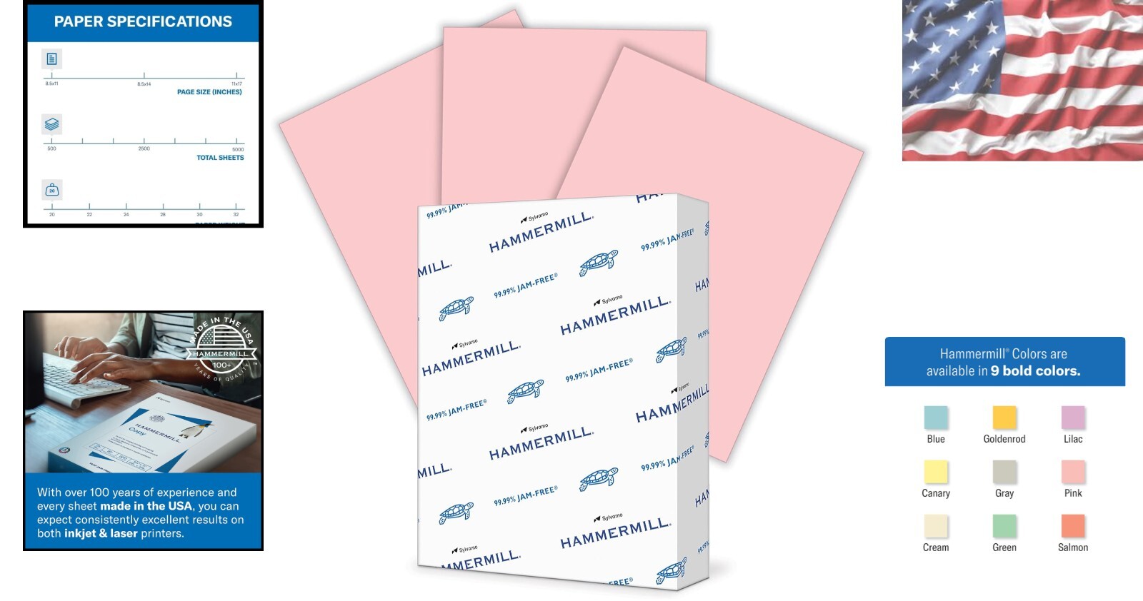 20lb Pink Printer Paper – 8.5×11 | 1 Ream, 500 Sheets – Eco-Friendly & Smooth