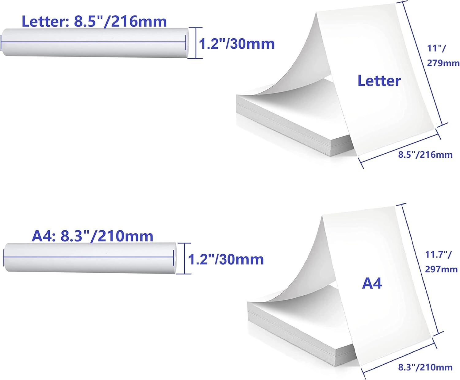 BPA/BPS Free Thermal Printer Paper, 200 Sheets 8.5×11 for Home & Office Use