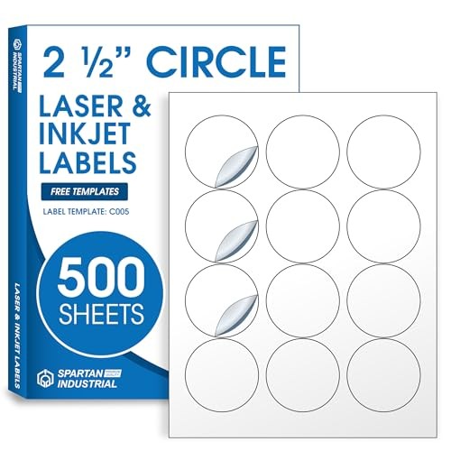 2.5″ Printable Round Labels for Laser and Inkjet Printers – 2.5″ Circle 500