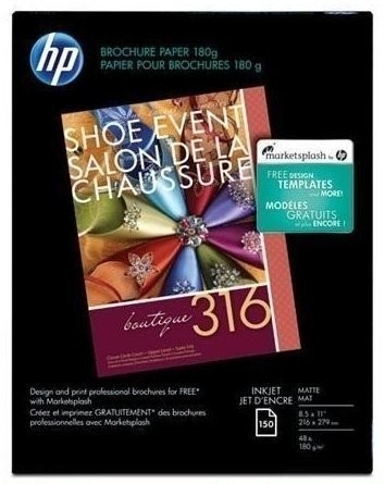 HP Brochure Paper #CH016A Inkjet Matte 8.5″ x 11″ 48Lb 150 Sheets