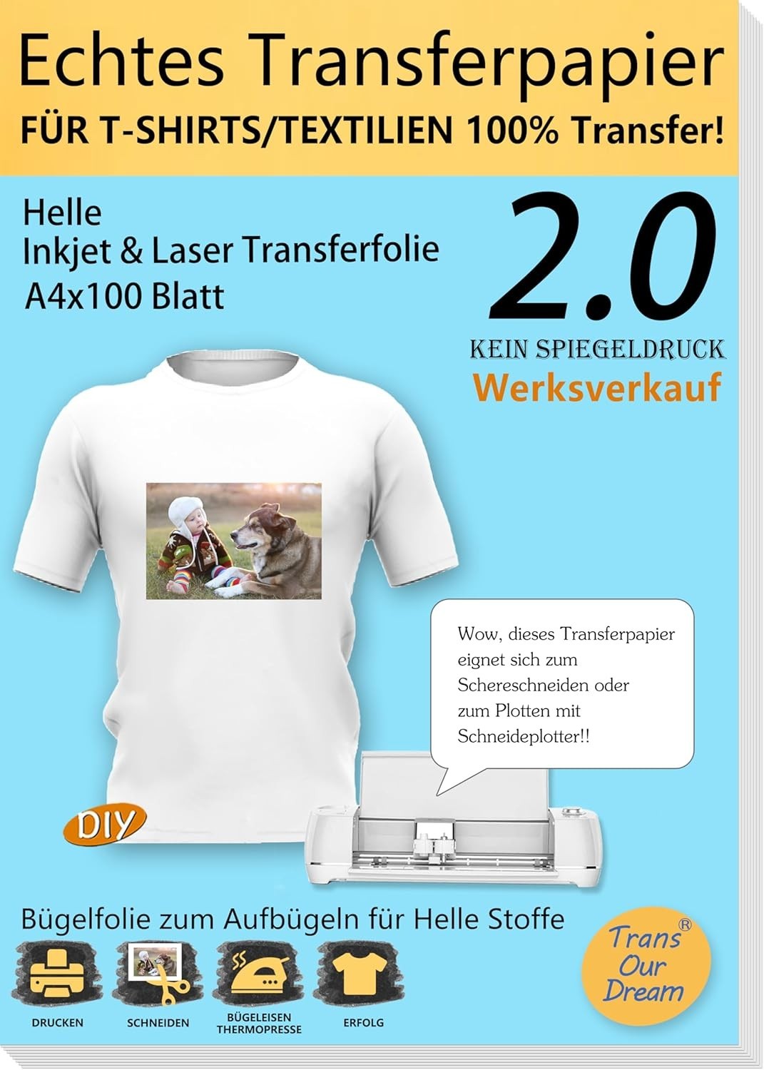 GENUINE Inkjet/Laser Transfer Film Transfer Paper, A4X100 Sheets + 10 Silicone Paper…