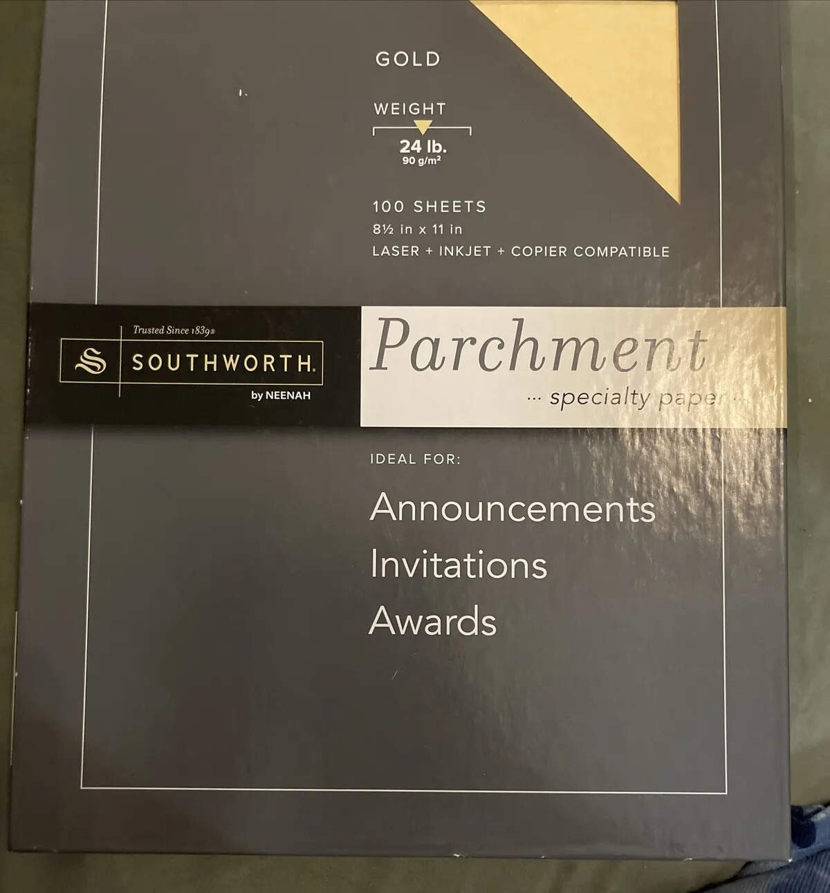 Southworth Parchment Specialty Paper, 24 Lb, 8.5 X 11, Gold, 100/Pack. New Pack