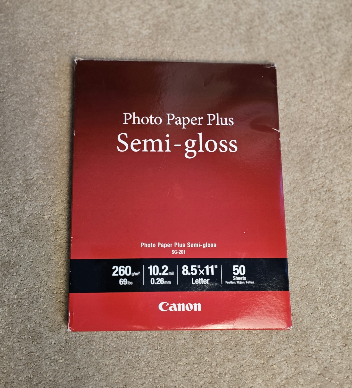 Canon Photo Paper Plus Semi-gloss SG-201 Inkjet Paper, 8.5×11″, 50 Sheets