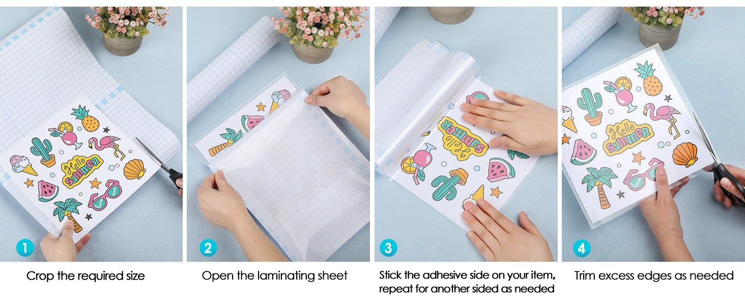 Self Adhesive Laminating Roll 12″ x 30FT, Self Laminating Sheets for Stickers,