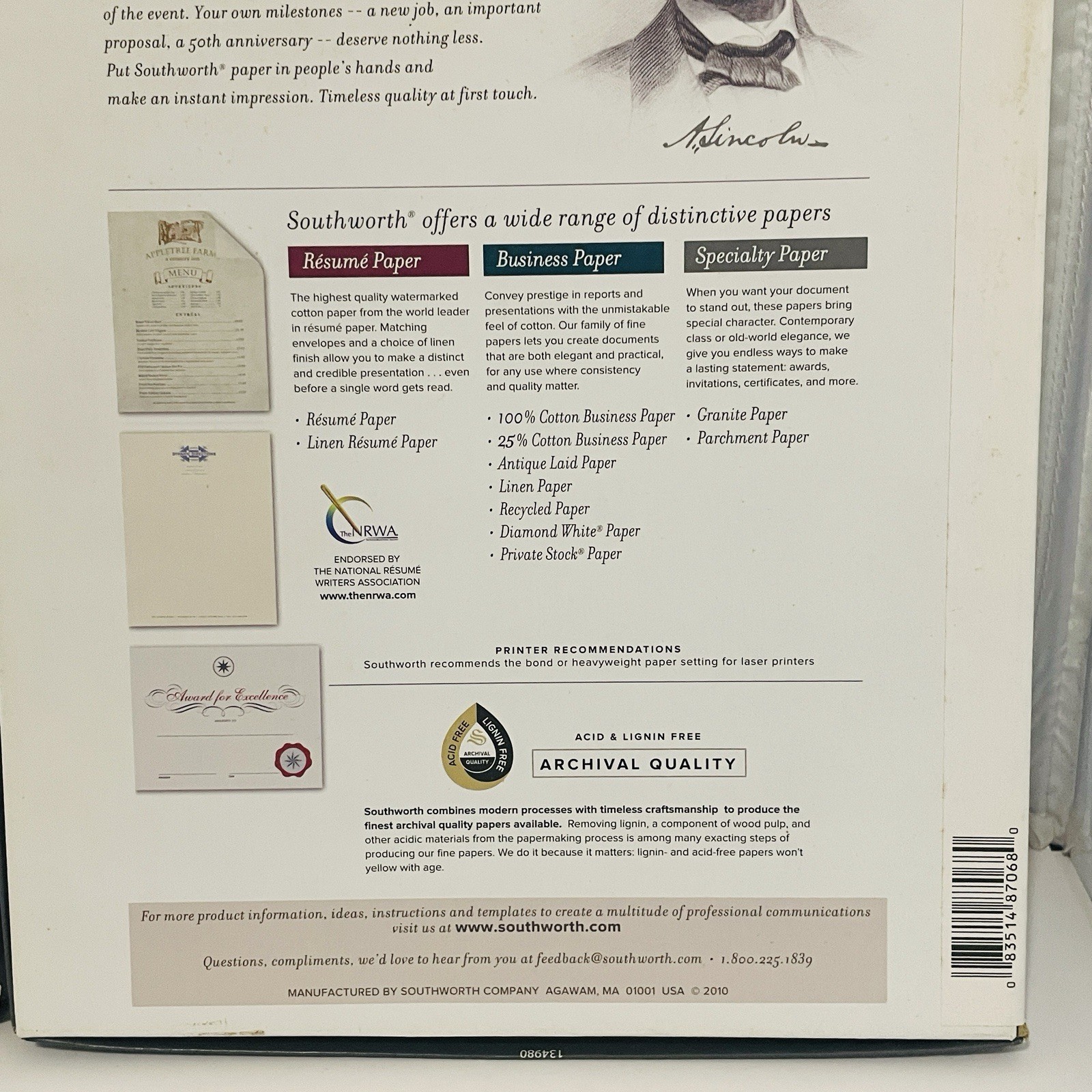 Southworth Resume Paper And Parchment Cover Stock 8.5×11 Ivory 180 Sheets Total