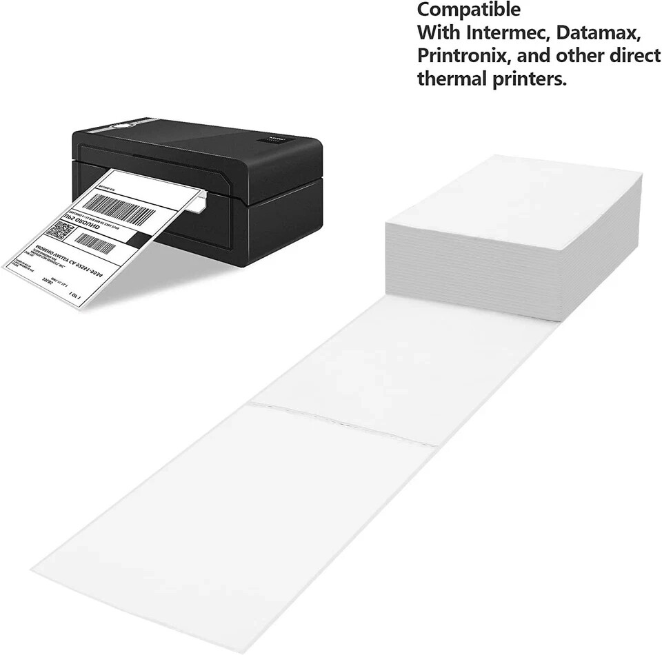 5000PCS 4×6″ Fan-Fold Direct Thermal Shipping Paper Address Label Sticker Paper