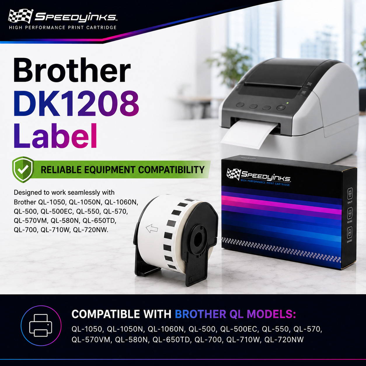 4PK Compatible DK-1208 Address Labels – 1.4 in x 3.5 in (38 mm x 90.3 mm)