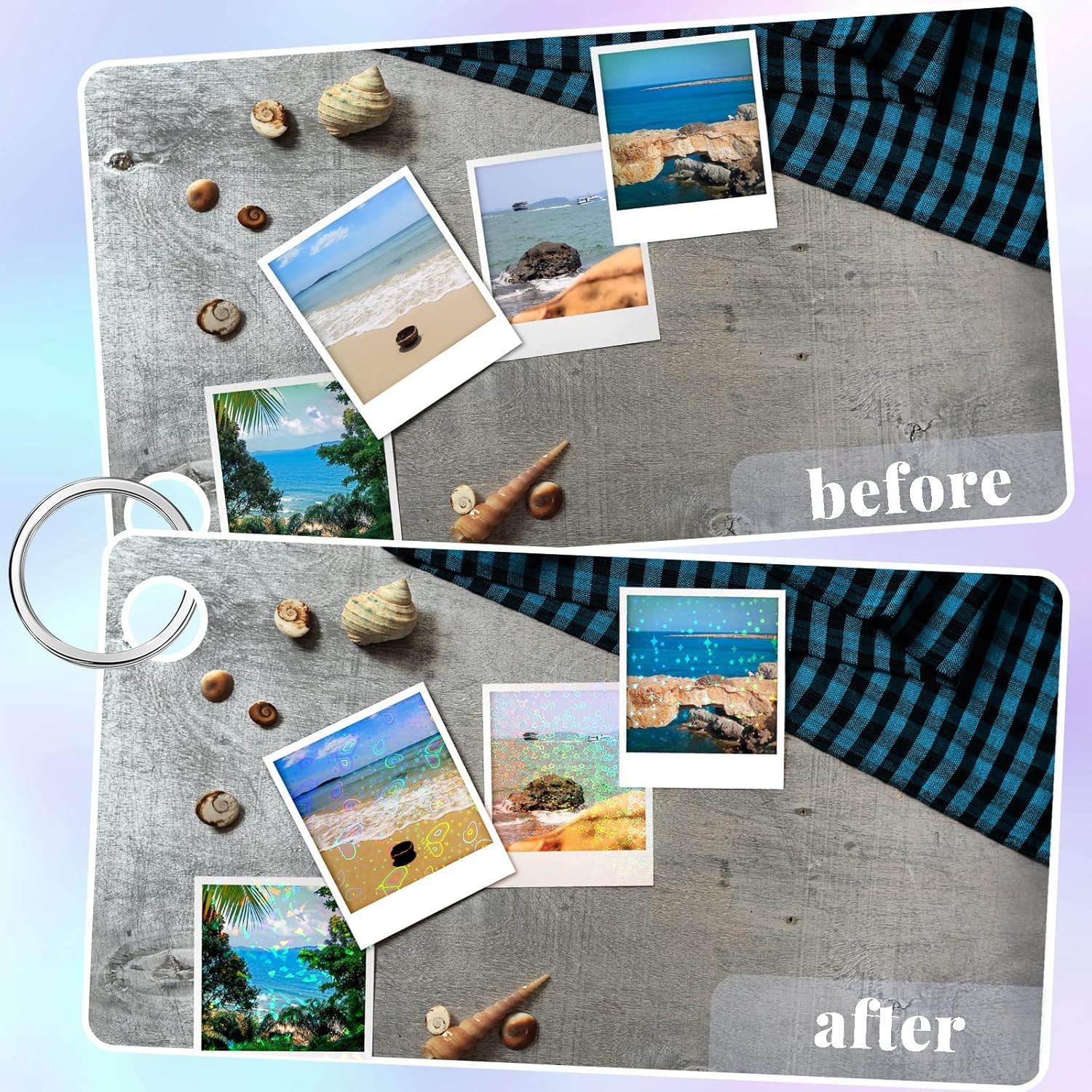 30 Pcs 6 Styles Holographic Laminate Sheets Transparent Holographic Overlay