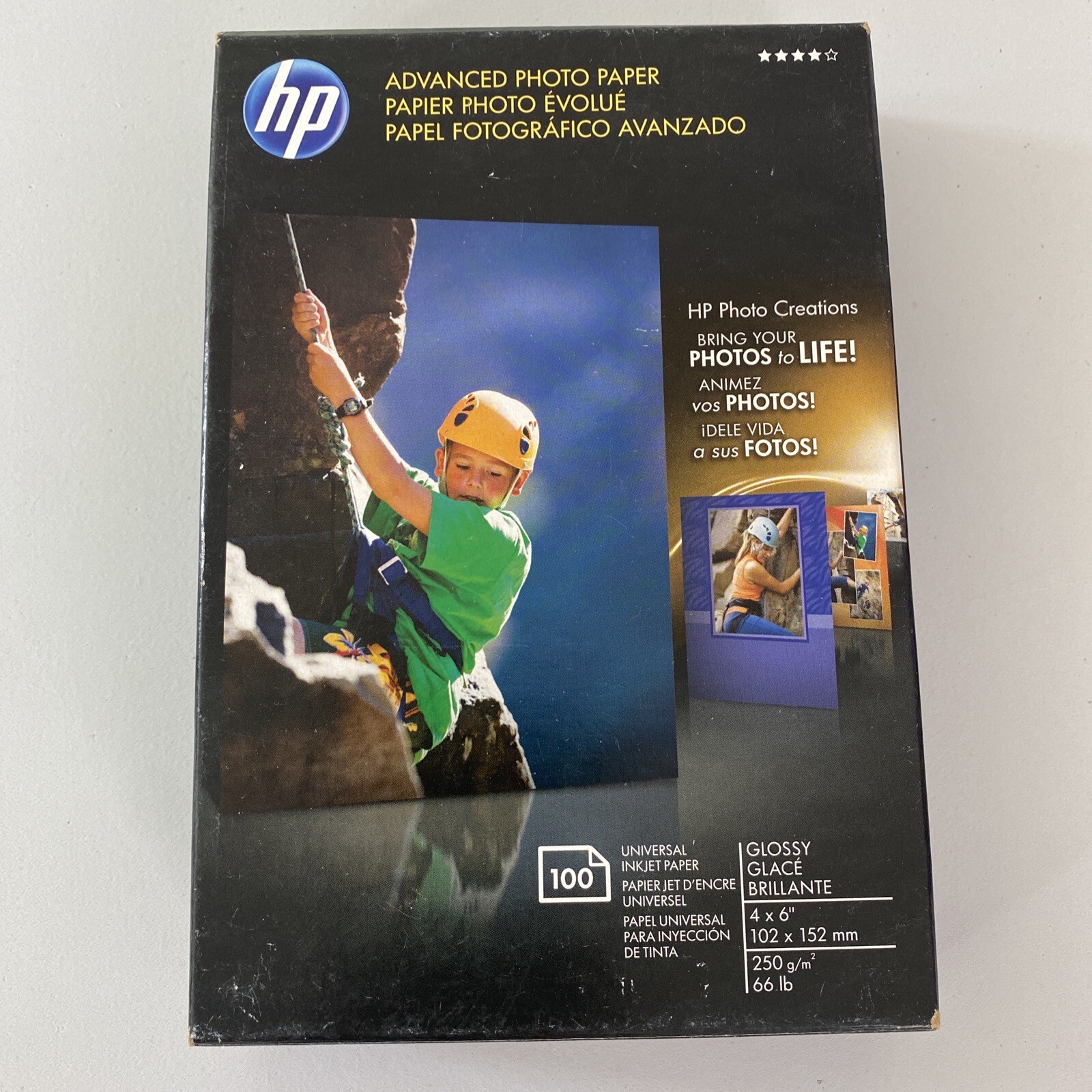 HP Advanced Ink Jet Photo Paper 66 lbs. Glossy 4 x 6 100 Sheets Q6638A NEW
