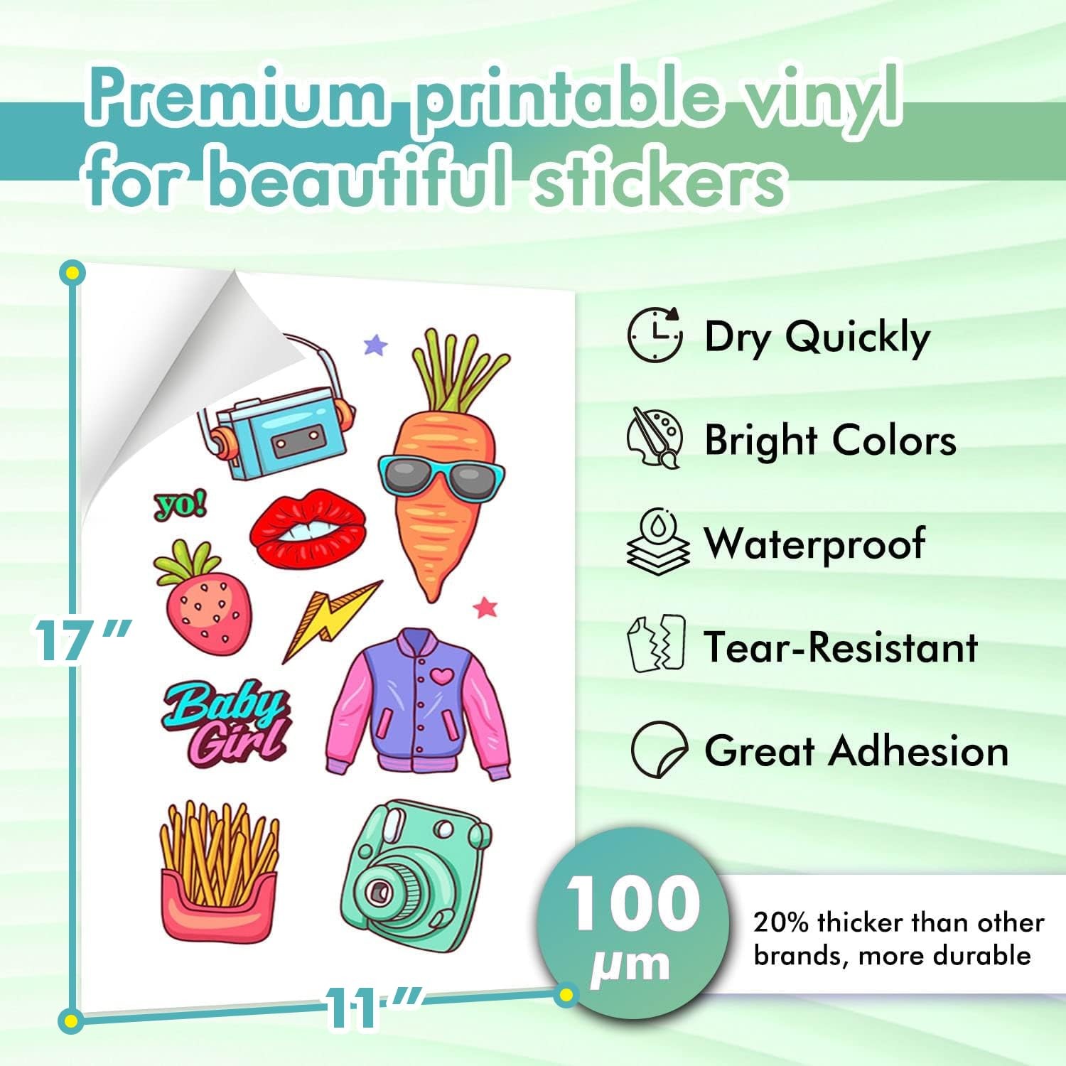 Koala Printable Vinyl Sticker Paper for Inkjet Printer 11×17 Inch – 30 Sheets…