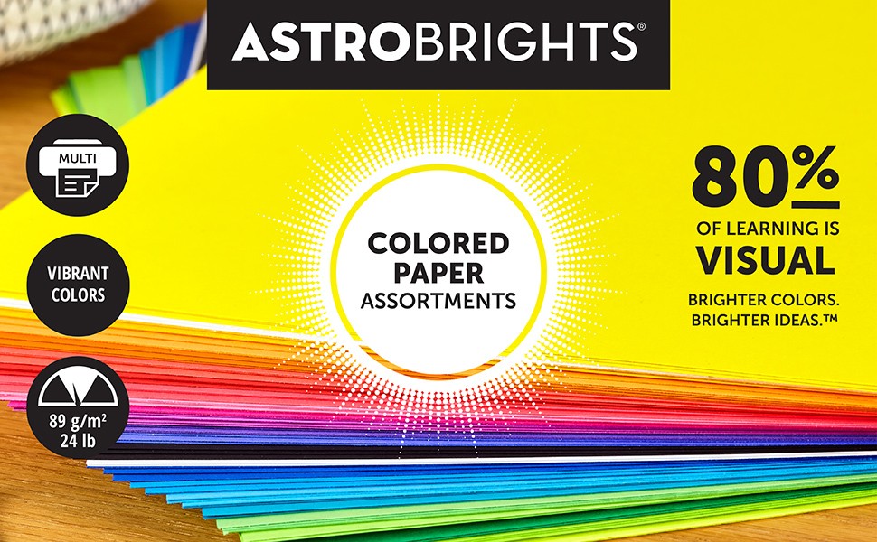 Neenah (R) Bright Color Paper, 8 1/2in. x 11in., 24 Lb, Assorted Colors, Ream Of
