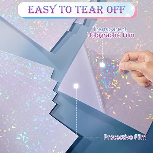 72 Sheets Holographic Sticker Paper – Transparent Holographic A4 Vinyl Gem
