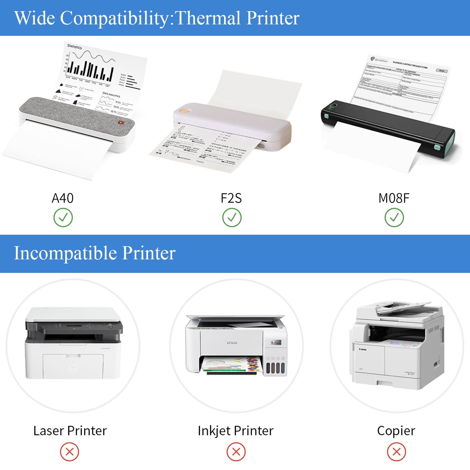 200 Sheets Thermal Printer Paper 8.5 x 11 x 11 inches, 200