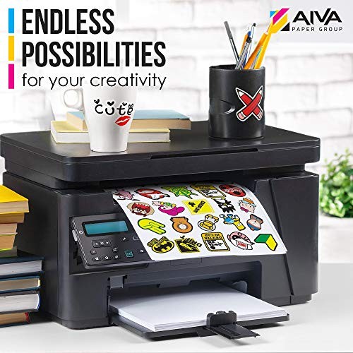 100pk Glossy White Printable Vinyl Sticker Paper for Laser Printer 8.5″x11″ Wate