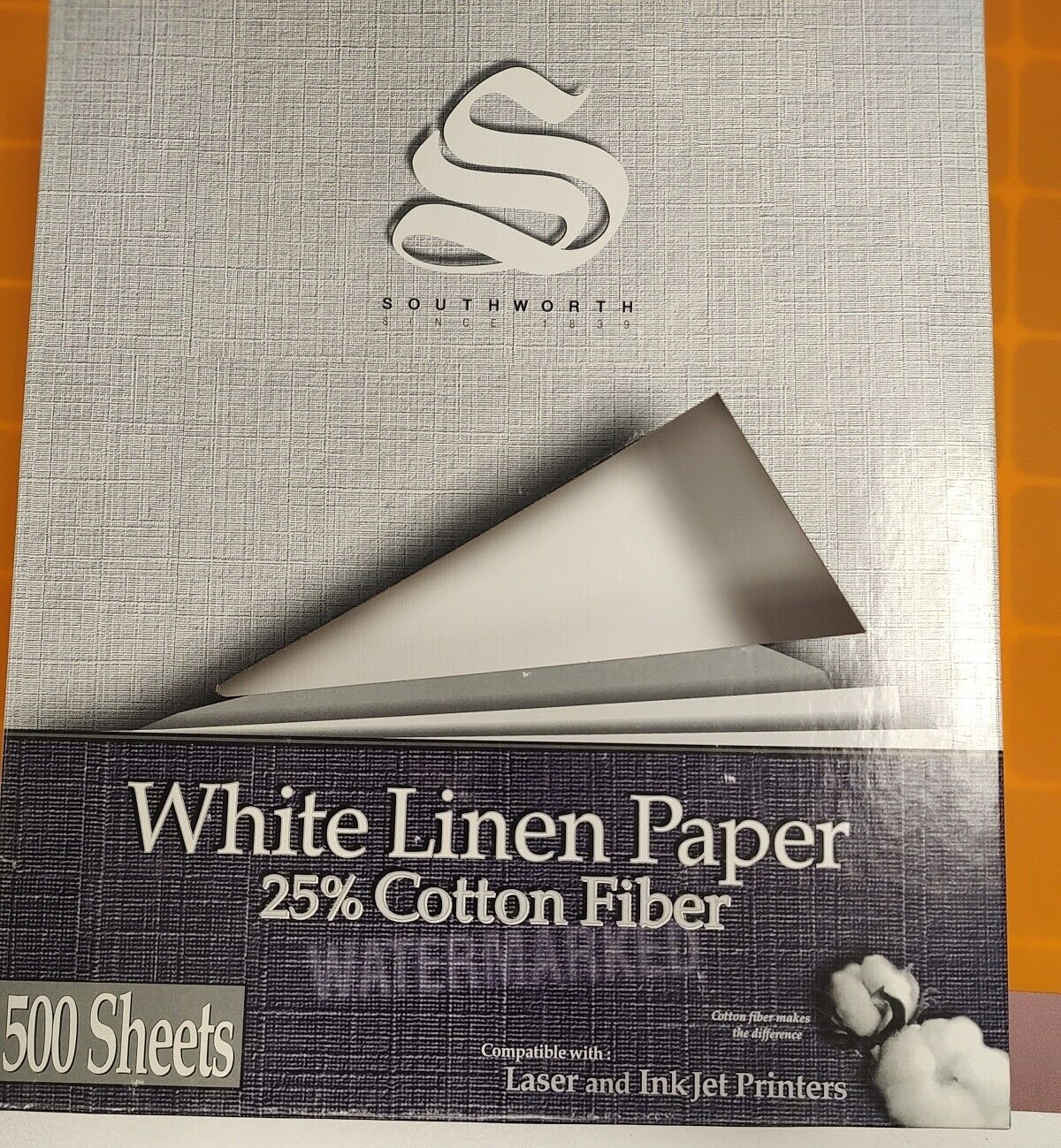 Southworth 25% Cotton Linen Business Paper White 24 lbs. 8-1/2 x 11 Partial Box