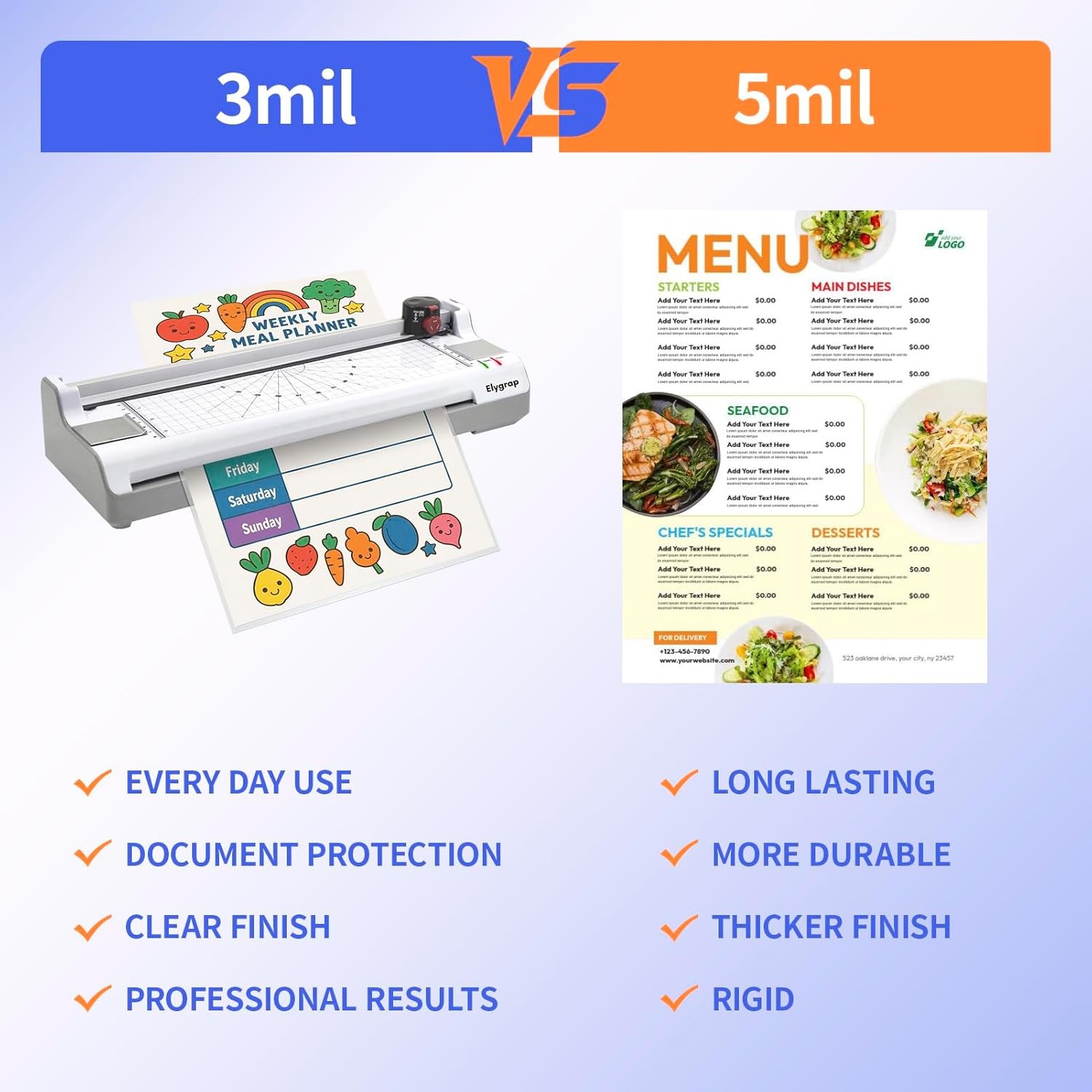 100 Pack Legal Size Laminating Sheets 8.5″x14″ (9×14.5) – 3Mil Thick Clear