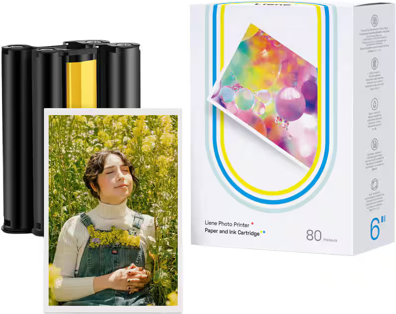 Liene – Amber 4×6 Photo Printer Refill (80 Paper Sheets & 2 Ink Cartridge Ref…