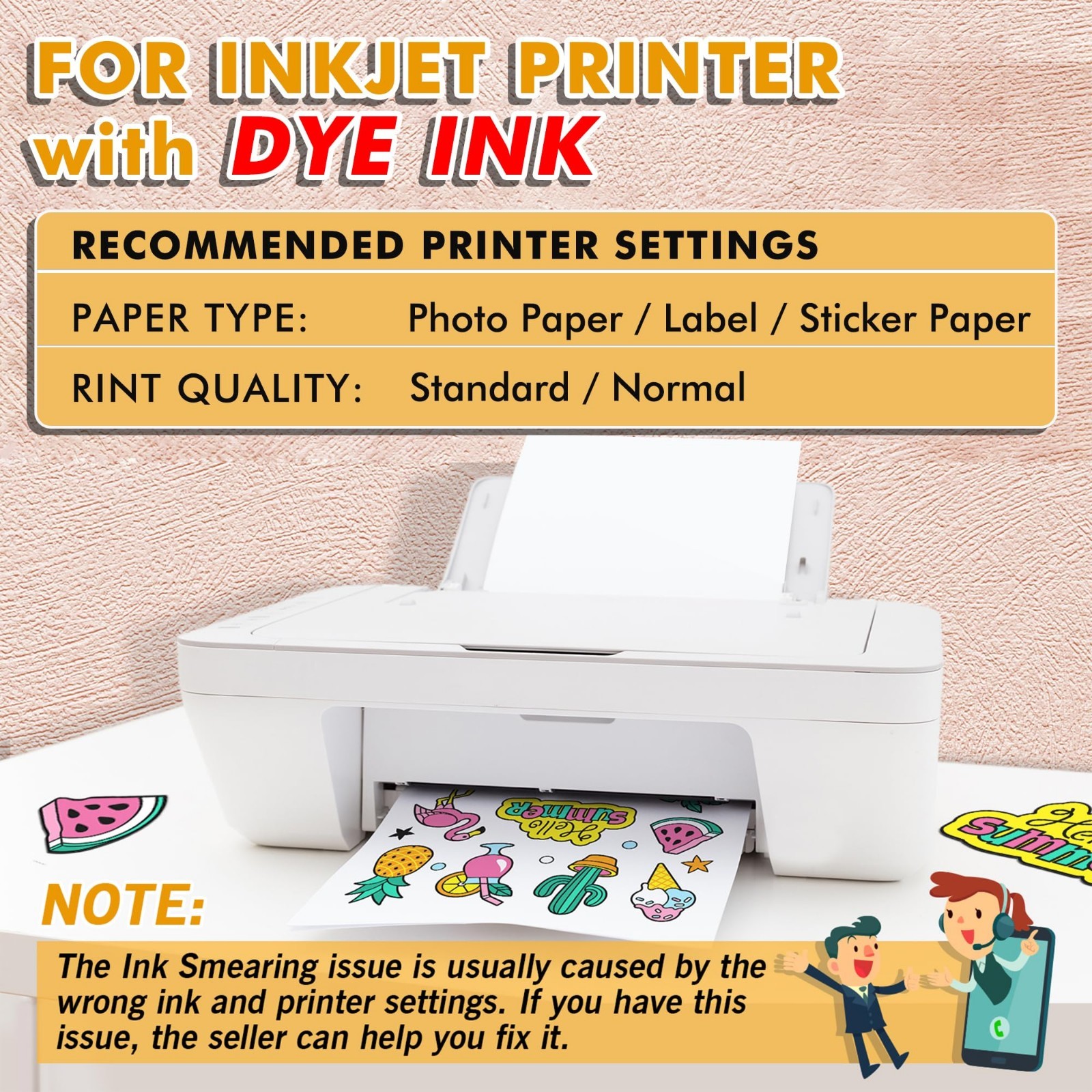 Glossy Printable Sticker Paper for Inkjet Printers, 8.5×11″, Self-Adhesive, 120