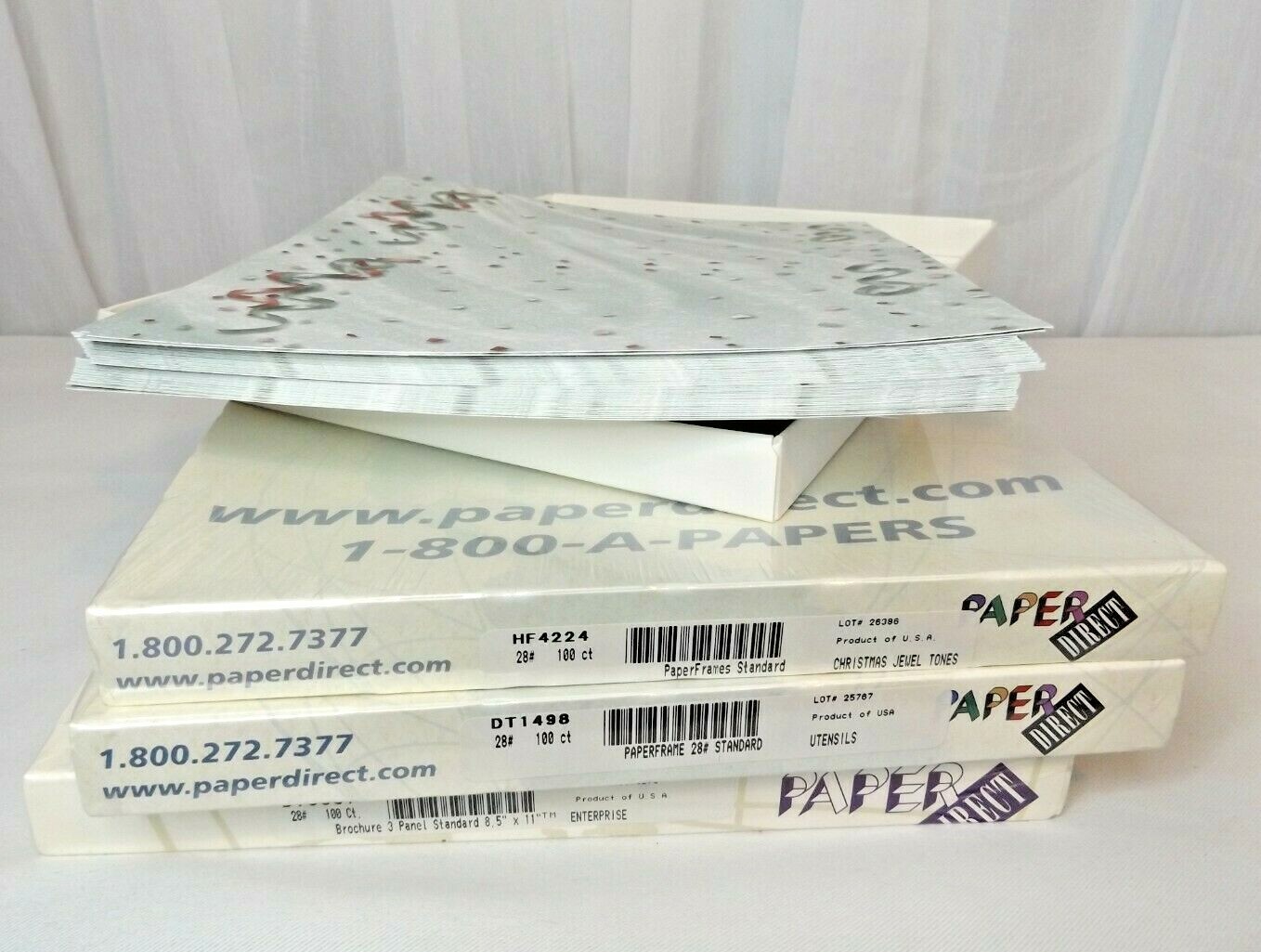 4 Boxes Paper Direct Paper 2 Border Paper, 1 Postcard and 1 Brochure-3P see PICS