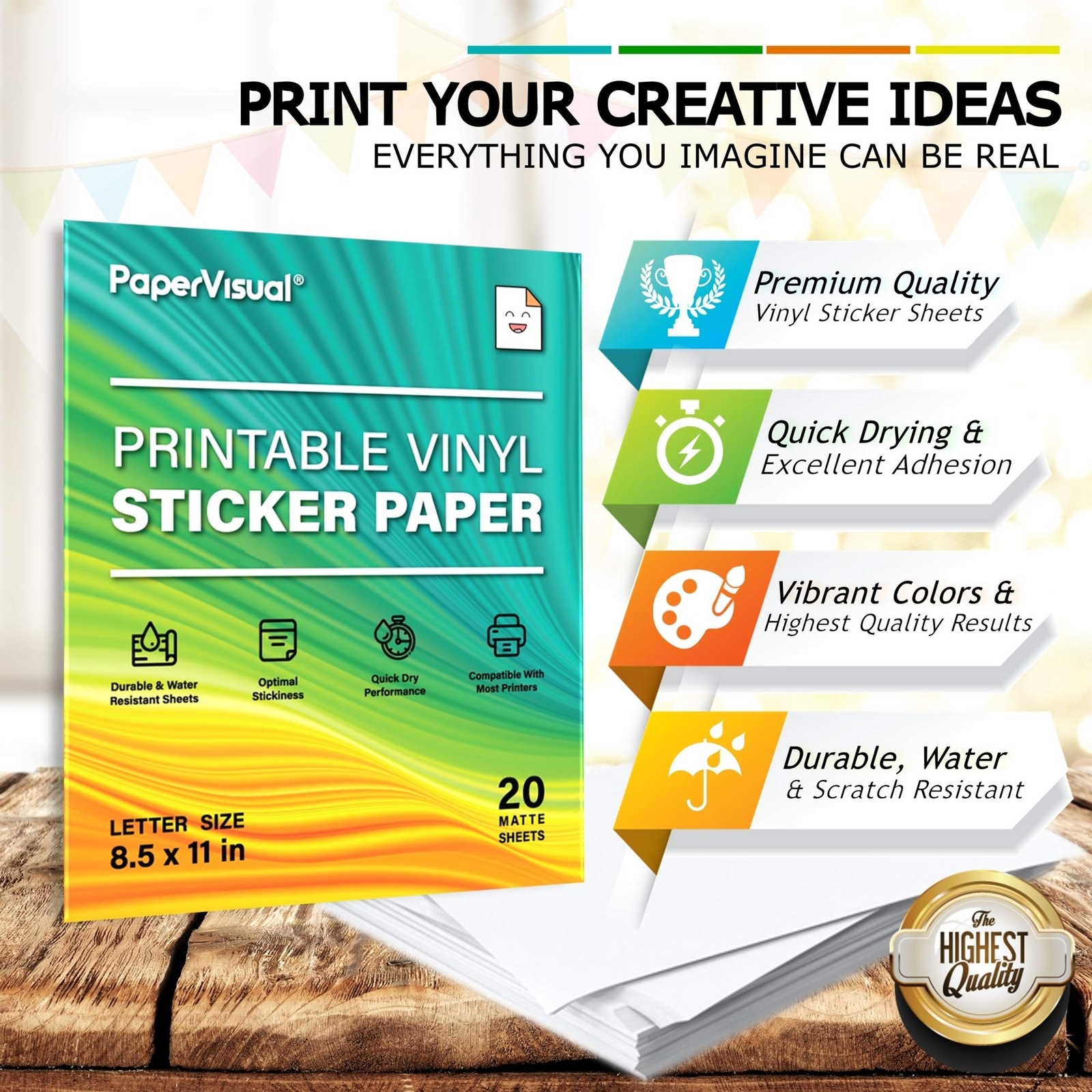 Printable Permanent Vinyl Paper – 20 Sticker Sheets For Printer – Matte White…