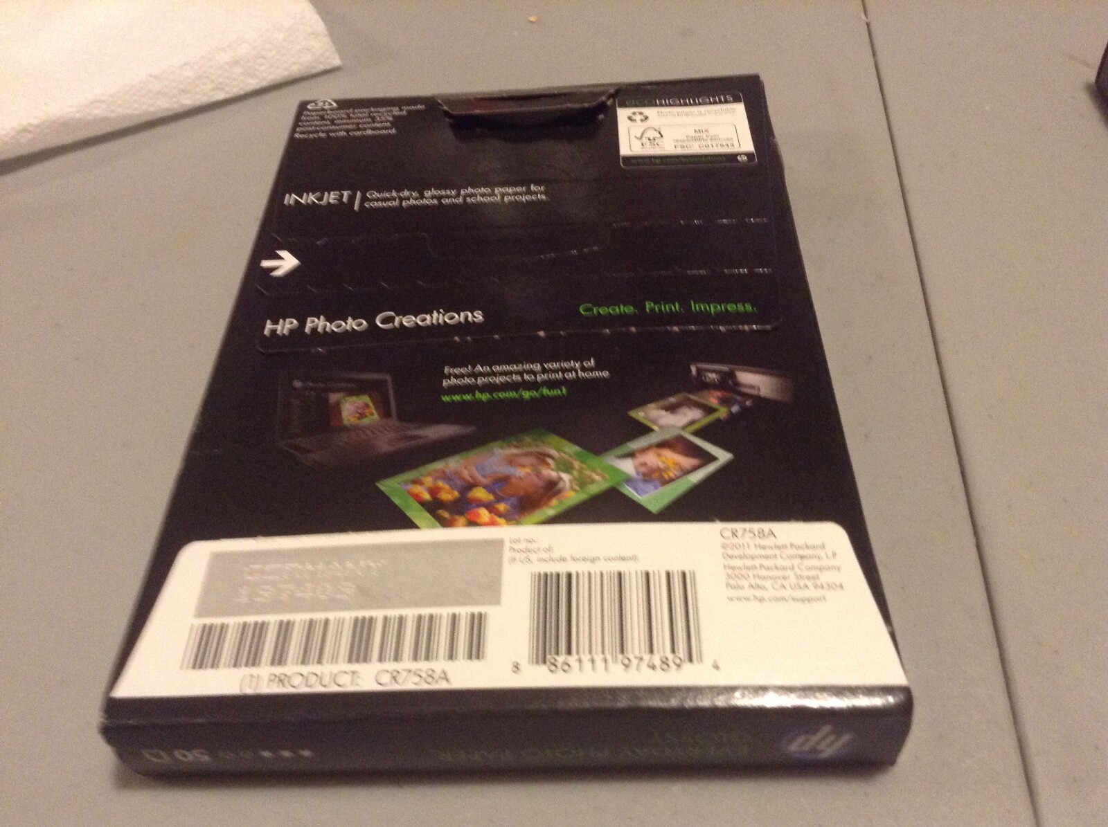 NEW Genuine HP Everyday Photo Glossy Paper 4 X 6 – 50 Sheets (CR758A)