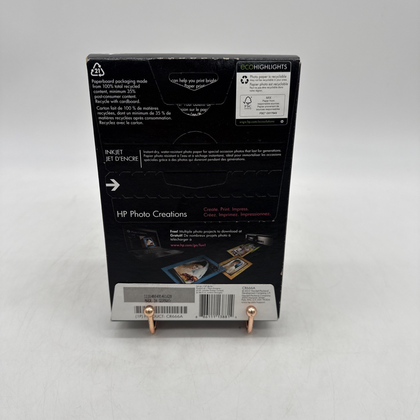 HP Premium Plus Photo Paper 80 lbs. Soft-Gloss 4 x 6 100 Sheets/Pack CR666A