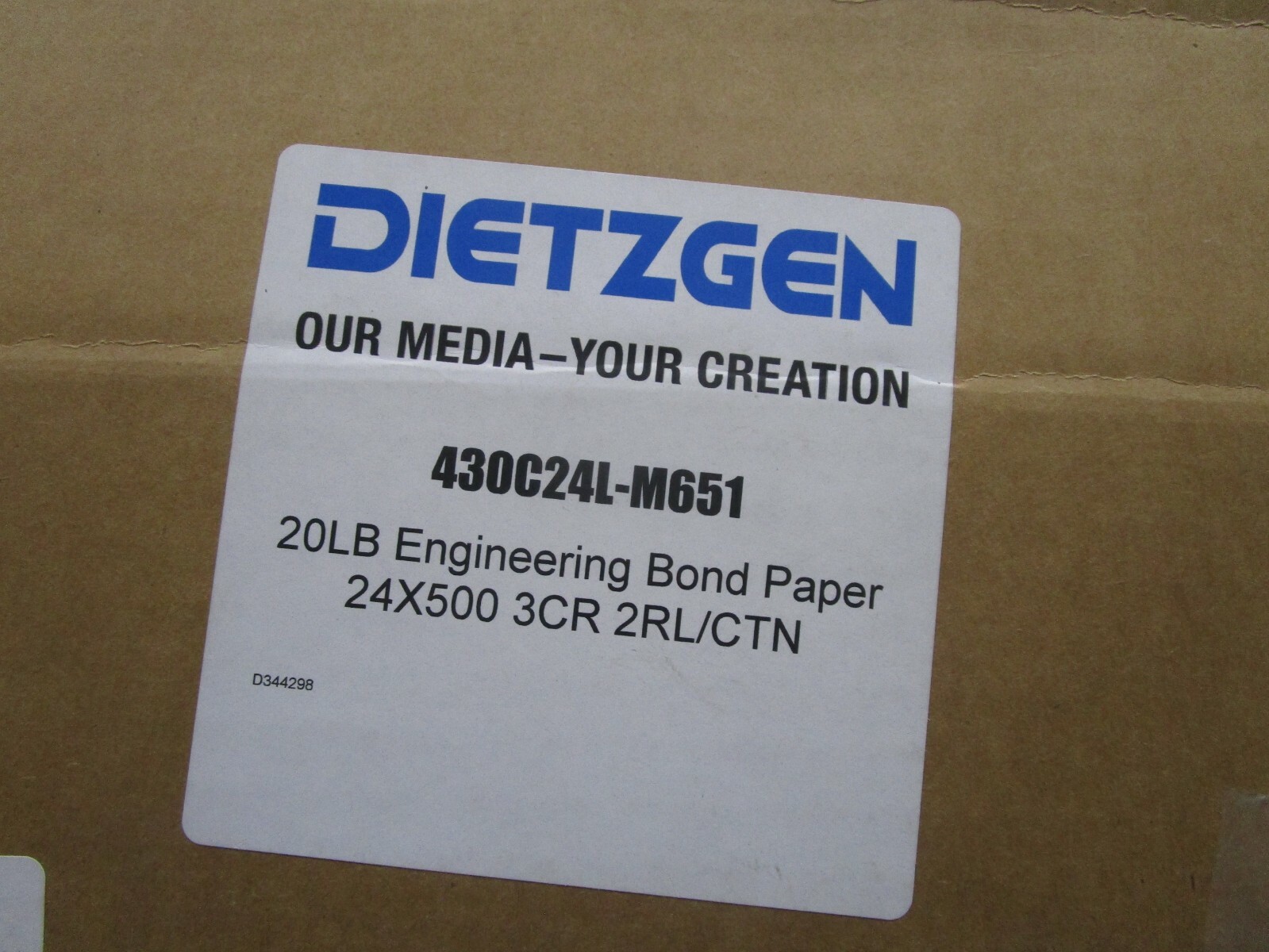 DIETZGEN BOND PAPER 430C24L-M651 2 Rolls 24″x500′ 20lb CORE NEW SHIPS FREE!