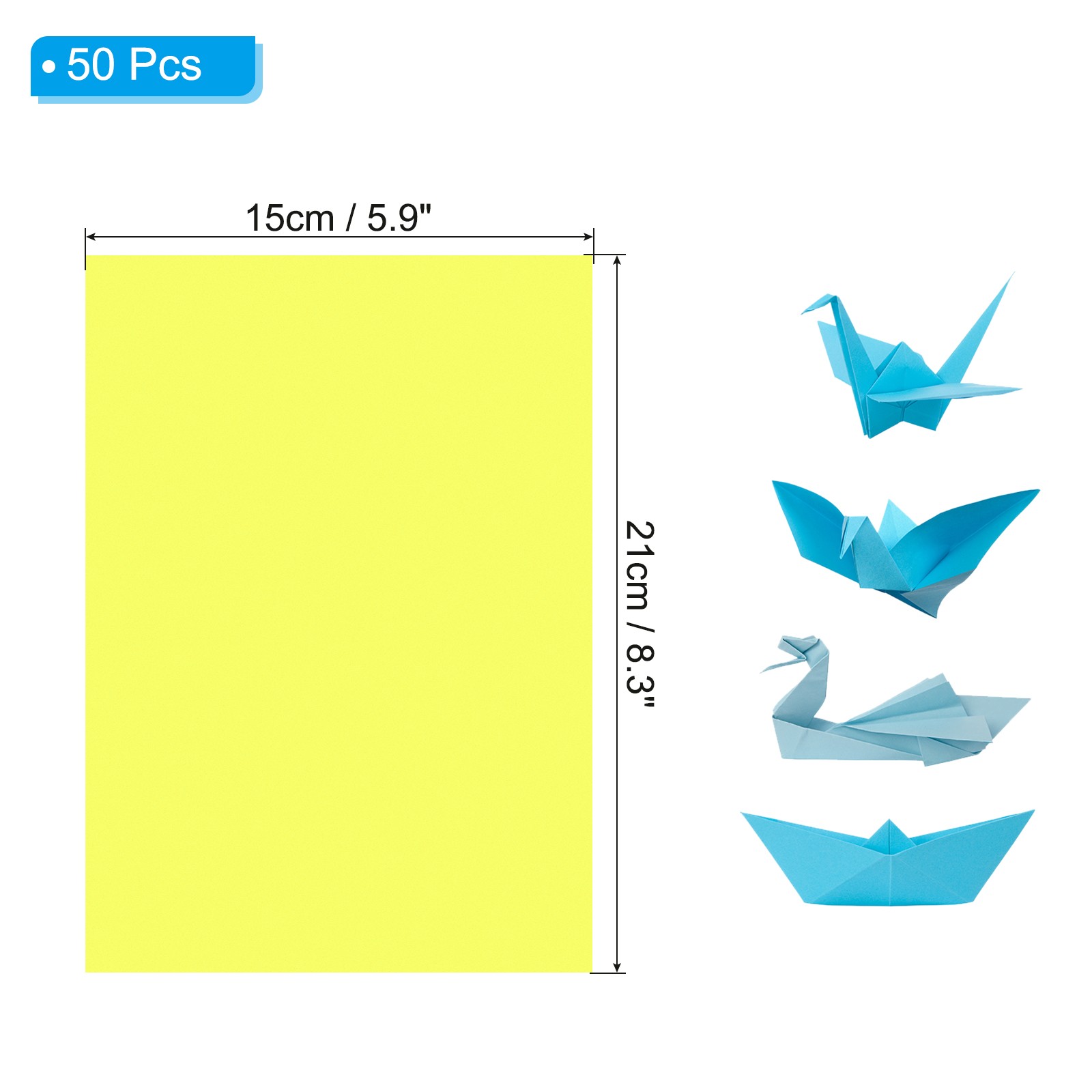 Fluorescent Yellow Color Copy Paper, 50 Sheets 8.3×5.9″ A5 70gsm