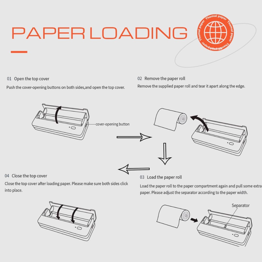 A4 Thermal Paper Rolls for HPRT MT810 & POOOLITECH Portable Printer white