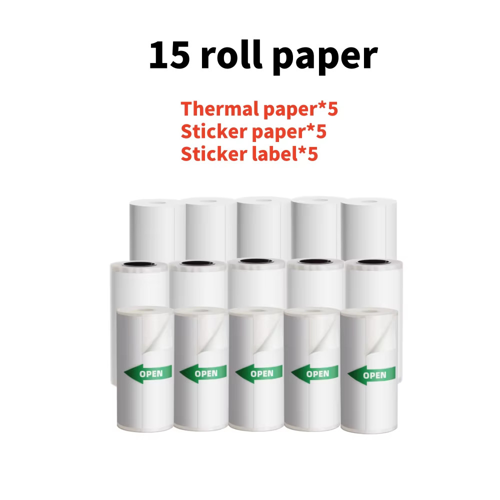 New 10 Roll Sticker Paper for Mini Printer Label Sticker Paper Color Thermal Pap