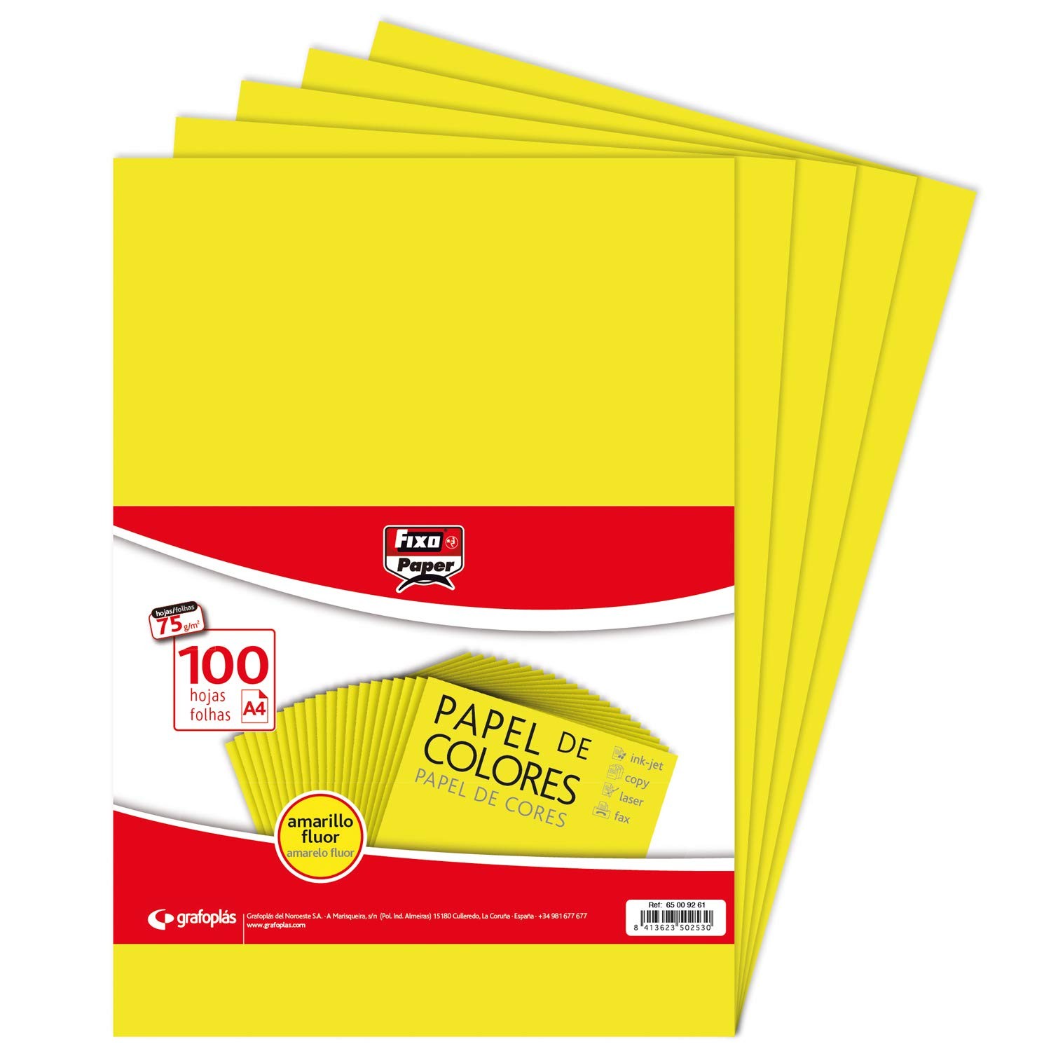Paper 65009261 Pack of 100 Sheets, Fluorescent, A4, 75g