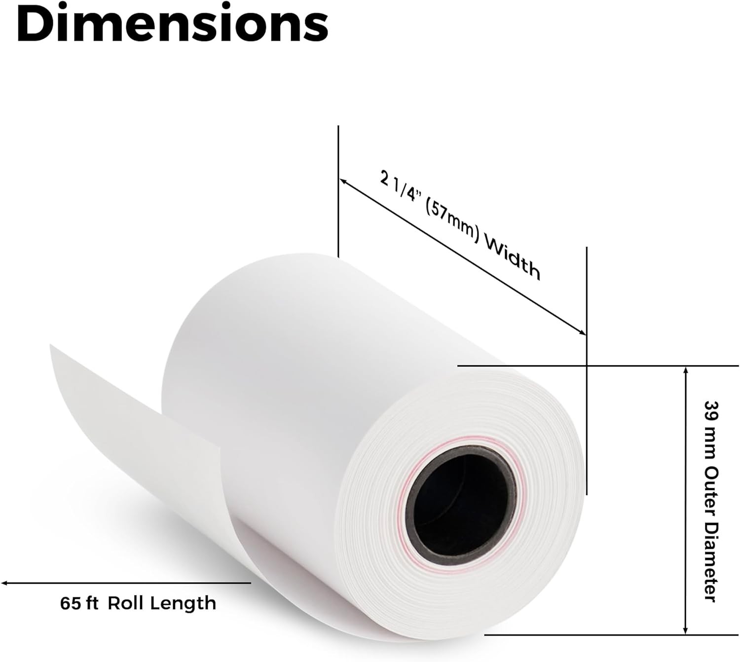 2 1/4” x 65 ft Thermal Paper Receipt Rolls, fits Ingenico 3500 5000 White