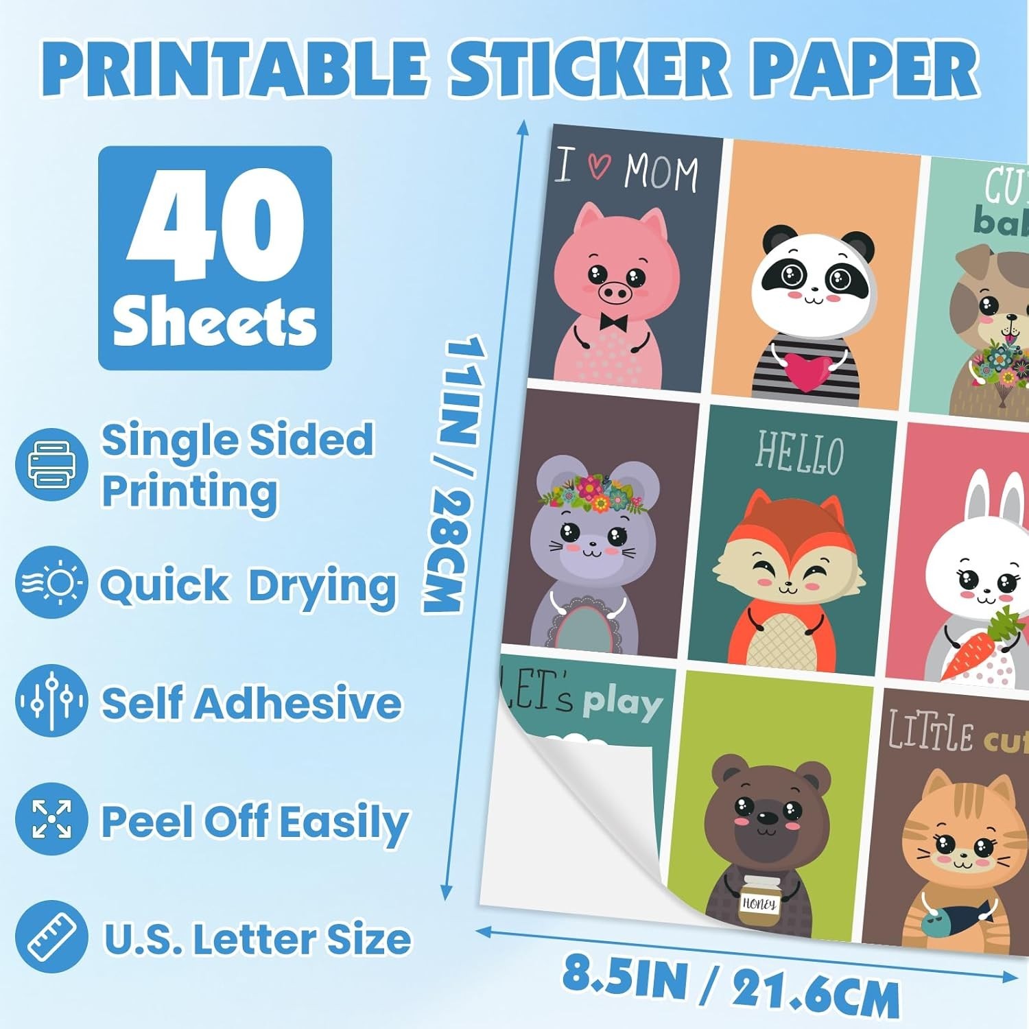 40 Sheets Glossy Sticker Paper, 8.5in x 11in Sticker Paper for Inkjet & Laser…